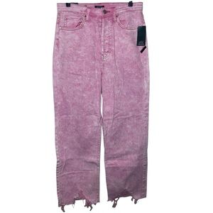 Wild Fable Highest Rise Straight Pink Raw Hem Jeans Size 829” NWT
